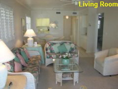 Living Room in Unit 3A4 in the Oceans Reach Condo Complex on Sanibel Island