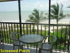 View from the screened porch from Unit 3A4 in Oceans Reach on Sanibel Island